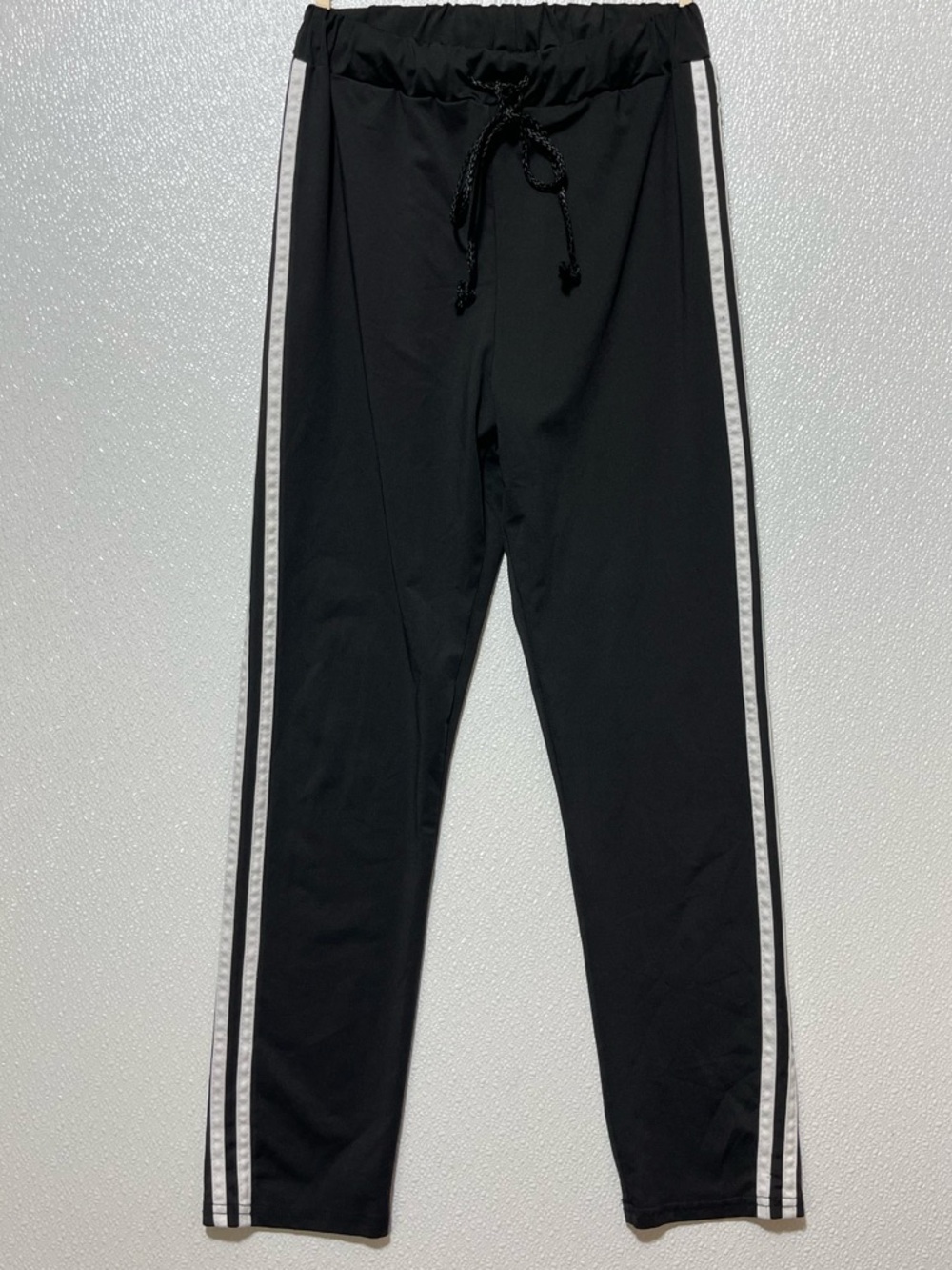 SHEIN Black Joggers with White Side Stripes